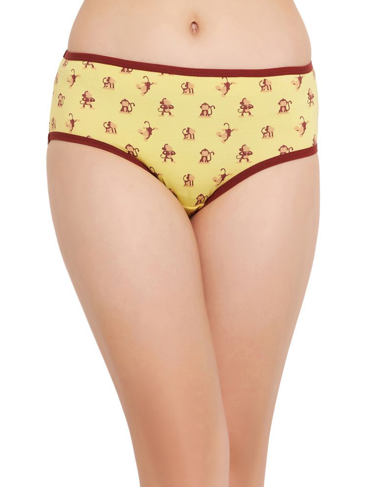     			Clovia Cotton Printed Women's Hipster ( Yellow ) Hipster