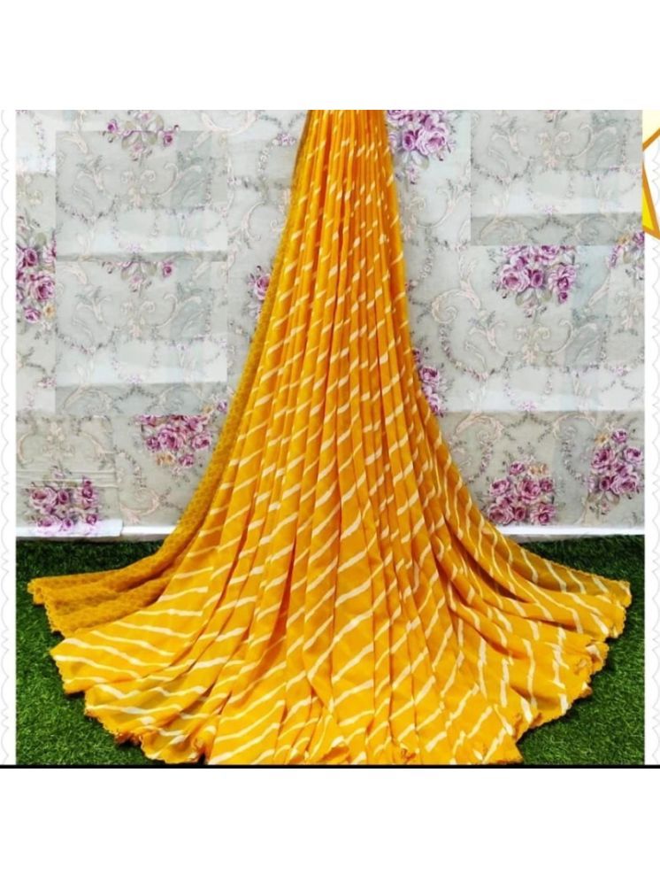     			Sitanjali Georgette Printed Saree With Blouse Piece - Yellow ( Pack of 1 )