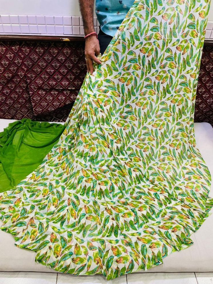     			Sitanjali Lifestyle Georgette Printed Saree With Blouse Piece - Green ( Pack of 1 )