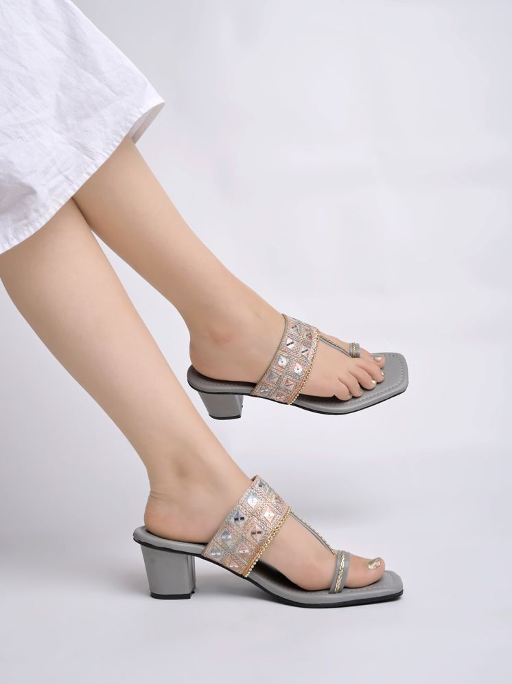     			Stylestry Gray Women's Sandal Heels