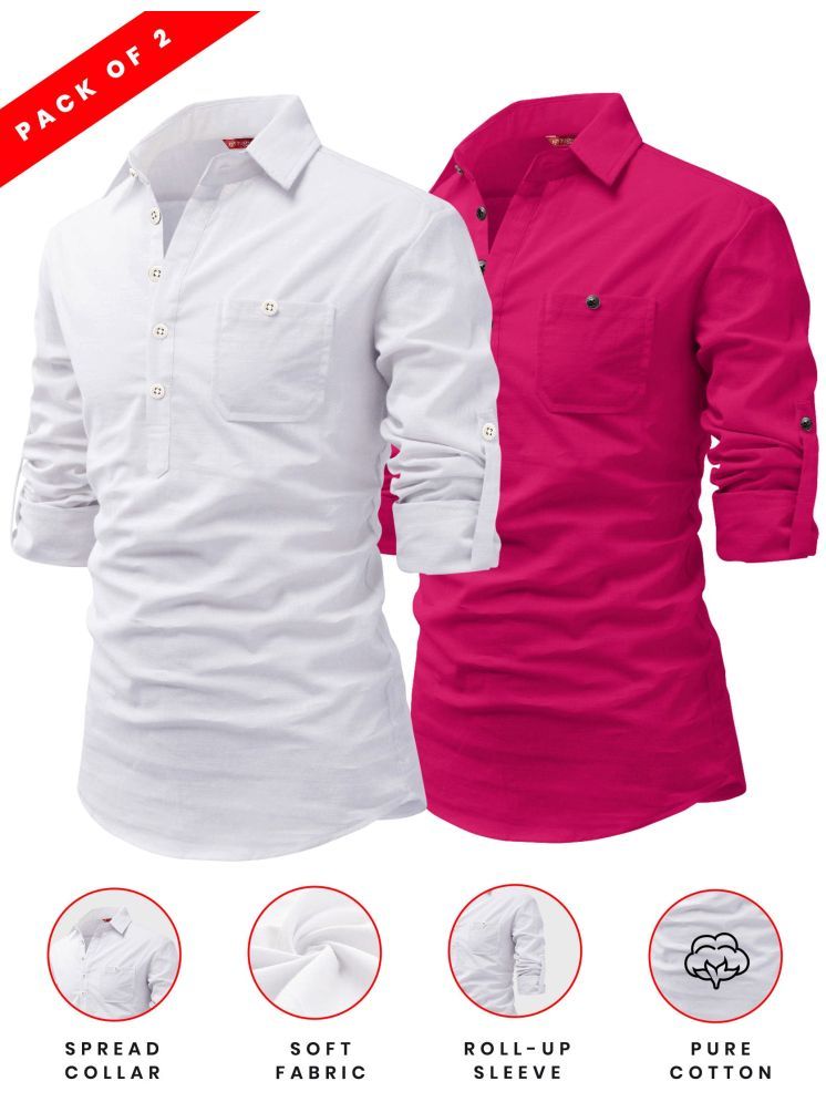     			Yugnik Pink Cotton Men's Regular Kurta ( Pack of 2 )