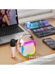 Mini Bluetooth Speaker with Mini Wireless Karaoke Mic, RGB Lights, Voice Change Effects & Type C Fast Charging Port