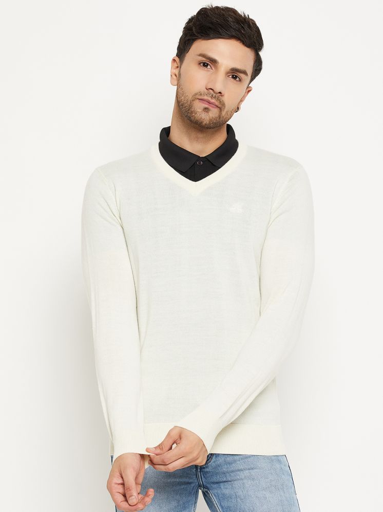     			98 Degree North Woollen V-Neck Men's Full Sleeves Pullover Sweater - Off-White ( Pack of 1 )