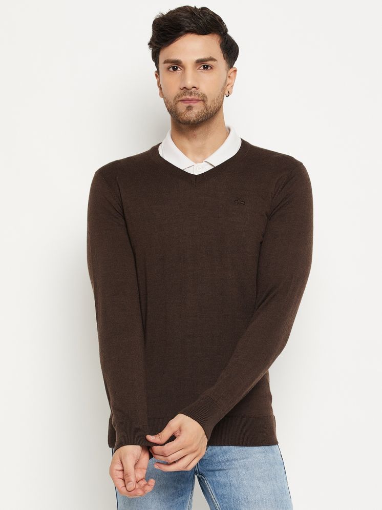     			98 Degree North Woollen V-Neck Men's Full Sleeves Pullover Sweater - Coffee ( Pack of 1 )