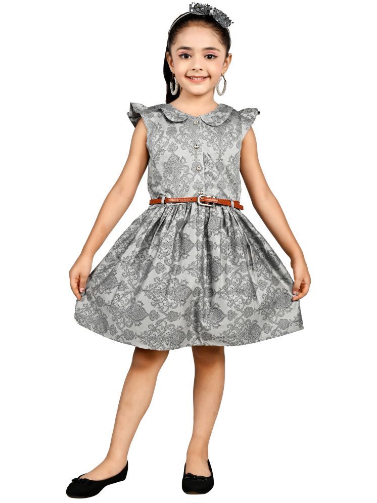     			Arshia Fashions Cotton Blend Shirt Dress For Girls ( Pack of 1 , Grey )