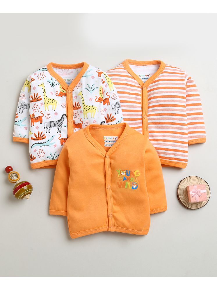     			BUMZEE Pack of 3 Baby Boys 100% Cotton Topwear ( Orange )