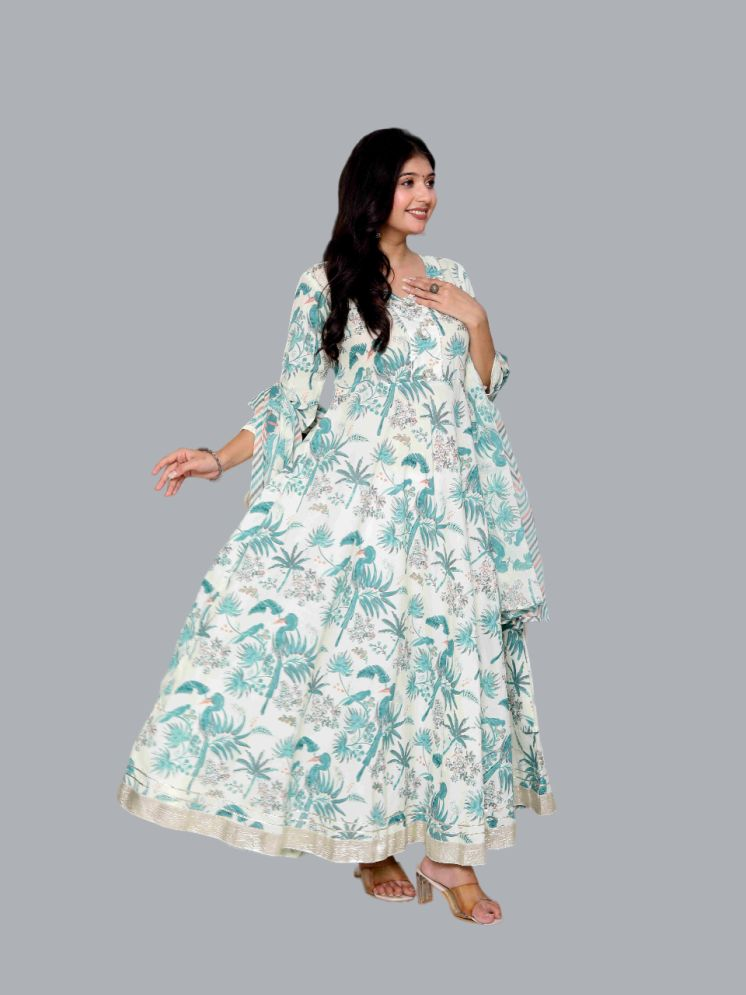     			Doriyaan Cotton Printed Anarkali Women's Kurti - Green ( Pack of 1 )