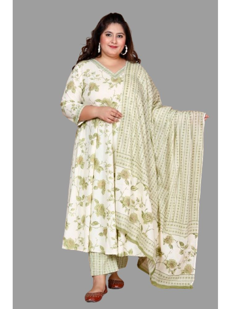     			Doriyaan Cotton Printed Kurti With Pants Women's Stitched Salwar Suit - Green ( Pack of 1 )