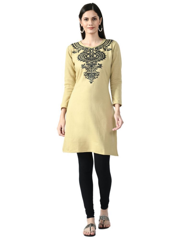     			KAYU Woollen Printed Straight Women's Kurti - Yellow ( Pack of 1 )