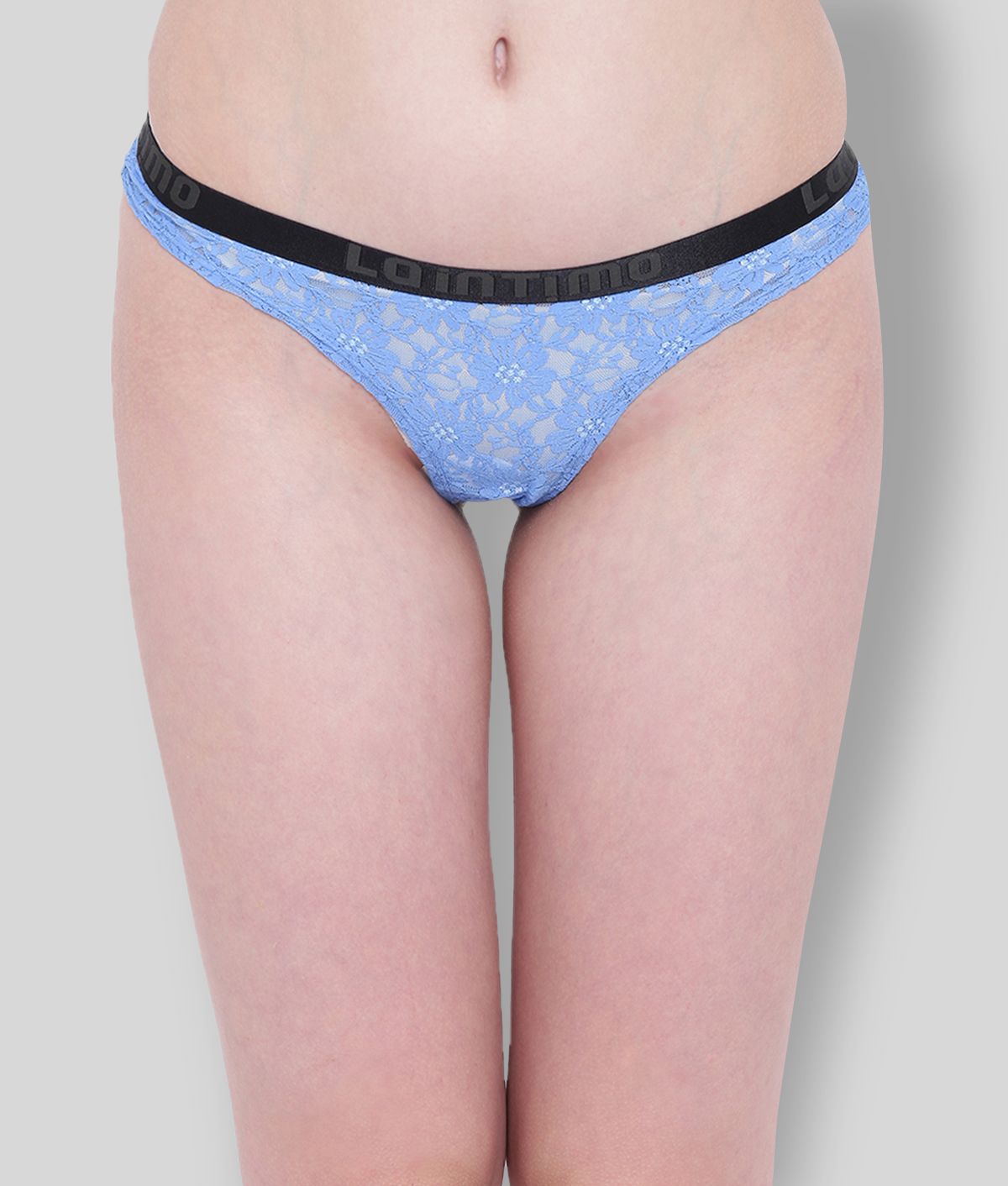     			La Intimo Nylon Printed Women's Thongs ( Blue )