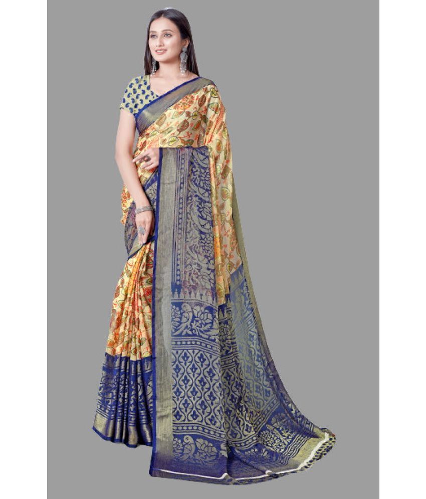     			Sanwariya Silks - Navy Blue Brasso Saree With Blouse Piece ( Pack of 1 )