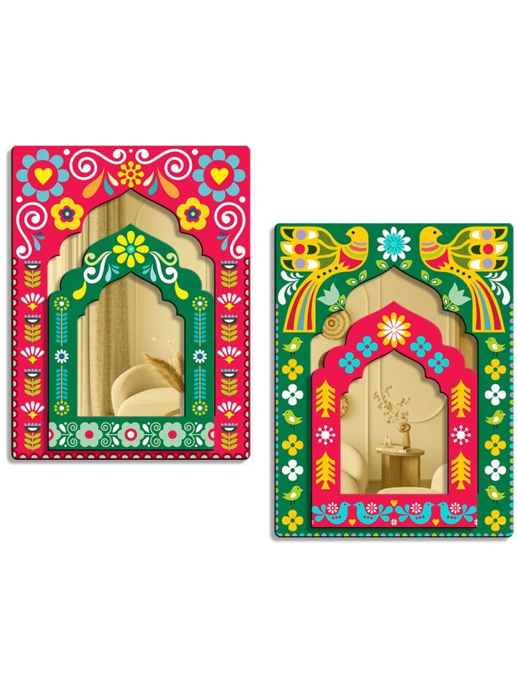     			Suveharts Wood Jharokha Wall Hanging Jharokha Green - Pack of 2