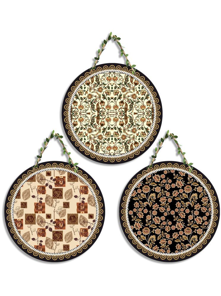     			Suveharts Wood Set of 3 Circle Wall Hanging Wall Sculpture Brown - Pack of 3