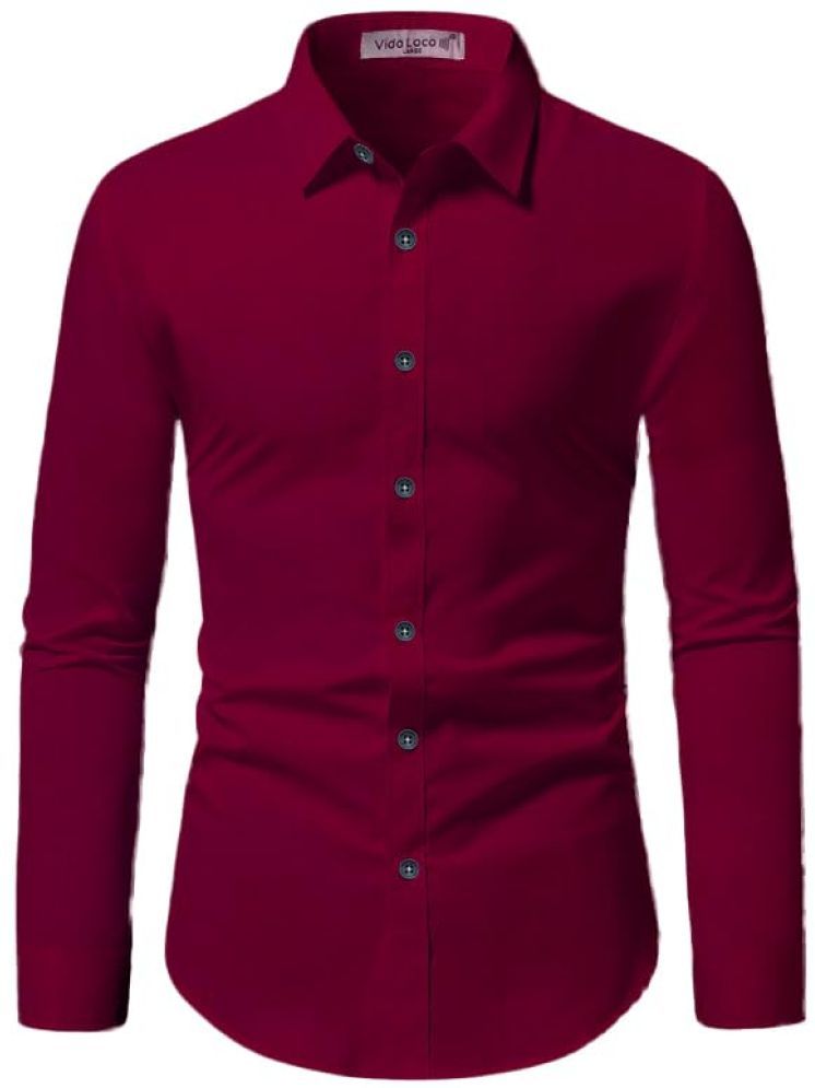     			UNI VIBE Cotton Blend Slim Fit Solids Full Sleeves Men's Casual Shirt - Maroon ( Pack of 1 )