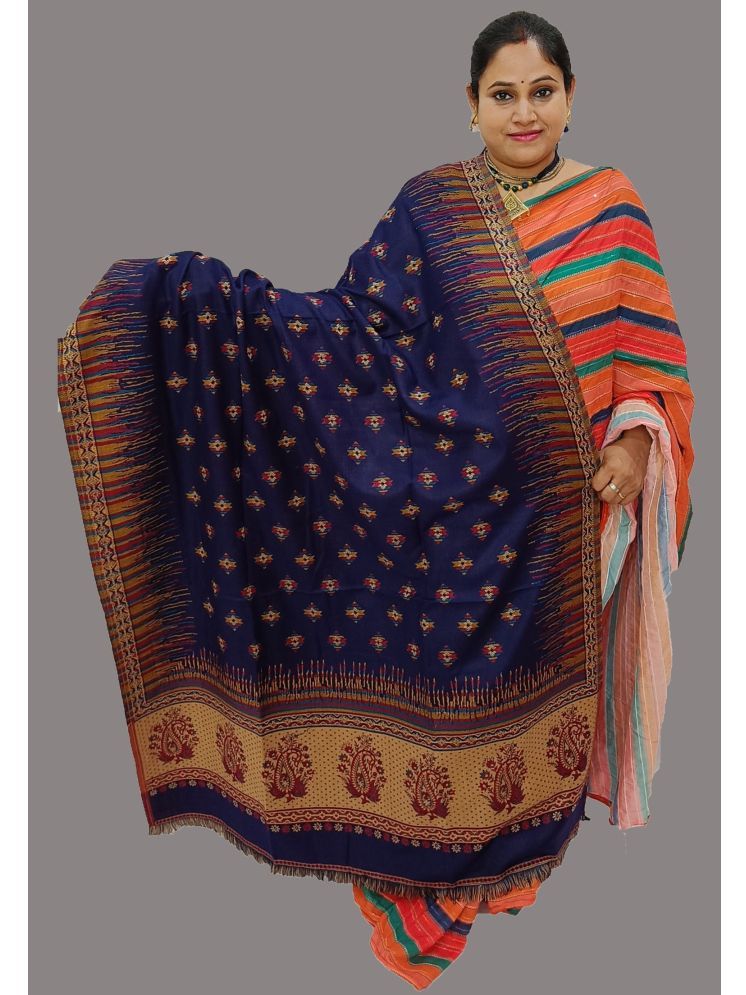     			Vrinde Blue Printed Shawl - ( Pack of 1 )