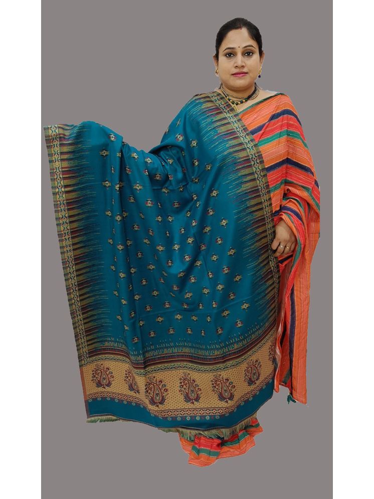     			Vrinde Blue Self Design Shawl - ( Pack of 1 )