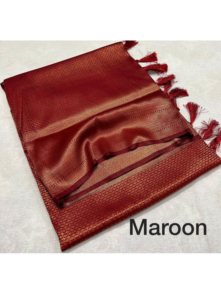     			fab woven Art Silk Self Design Saree With Blouse Piece - Maroon ( Pack of 1 )