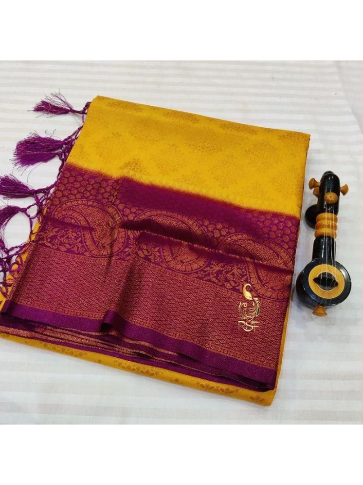     			fab woven Banarasi Silk Woven Saree With Blouse Piece - Yellow1 ( Pack of 1 )