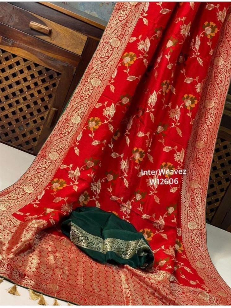     			fab woven Kanjivaram Silk Woven Saree With Blouse Piece - Red ( Pack of 1 )