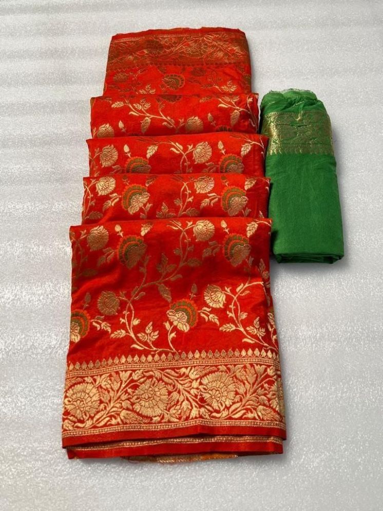     			fab woven Kanjivaram Silk Woven Saree With Blouse Piece - Red ( Pack of 1 )