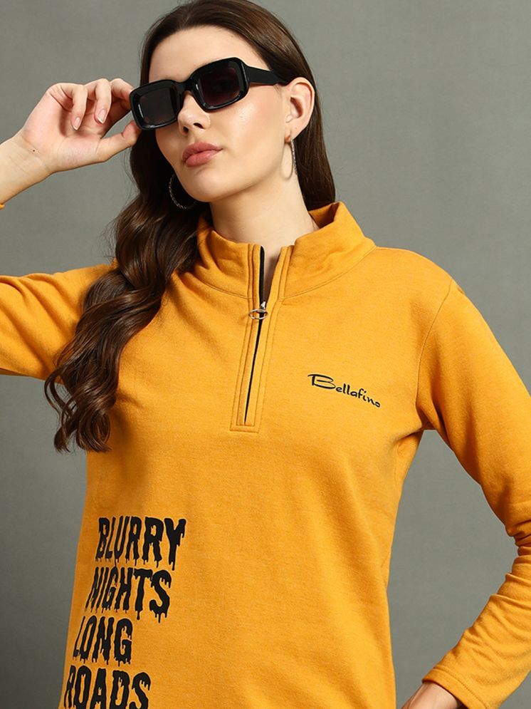     			BELLAFINO Fleece Women's Non Hooded Sweatshirt ( Mustard )