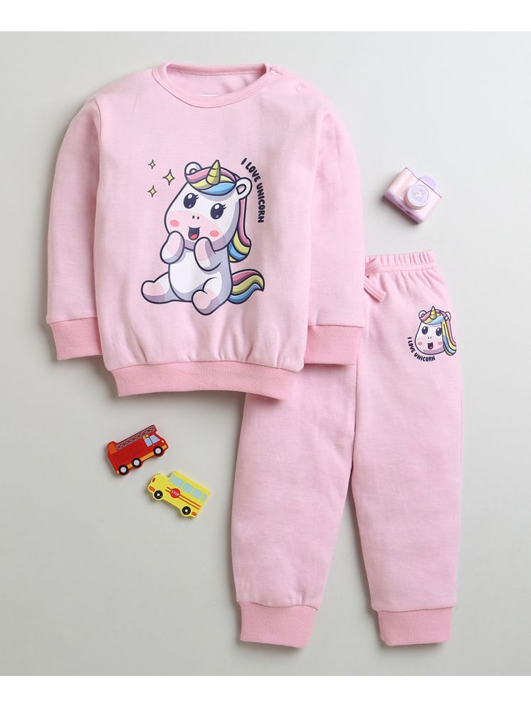     			BUMZEE Pack of 1 Baby Girls Cotton Sweatshirt & Jogger Set ( Pink )