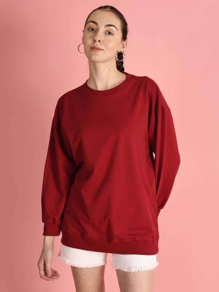     			Bene Kleed Women Solid Round Neck Cotton Pullover Sweatshirt