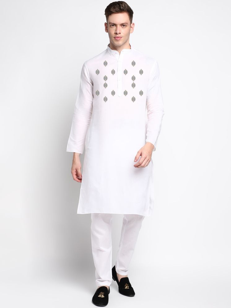     			Devoiler White Cotton Blend Men's Regular Kurta ( Pack of 1 )