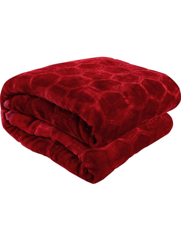     			FuzzyNest Mink Floral Single Bed Blanket ( 215 cm x 160 cm ) - Red ( Pack of 1 )