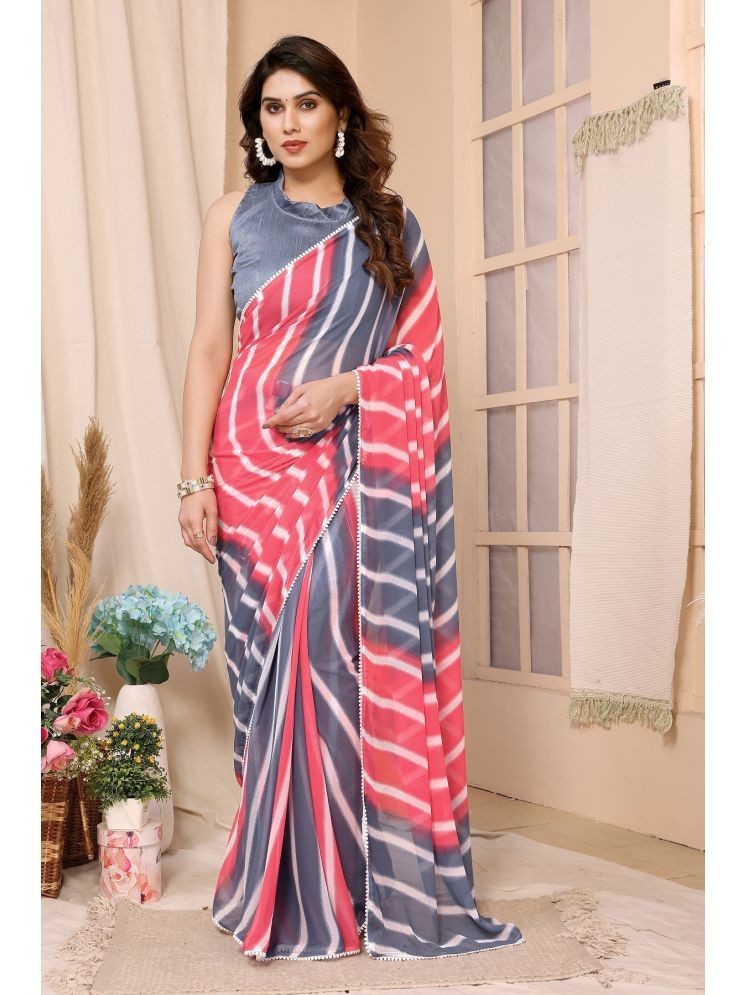     			Gazal Fashions Georgette Printed Saree With Blouse Piece - Multicolor8 ( Pack of 1 )