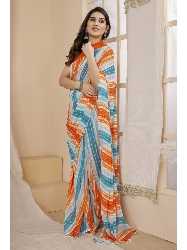     			Gazal Fashions Georgette Printed Saree With Blouse Piece - Multicolor10 ( Pack of 1 )