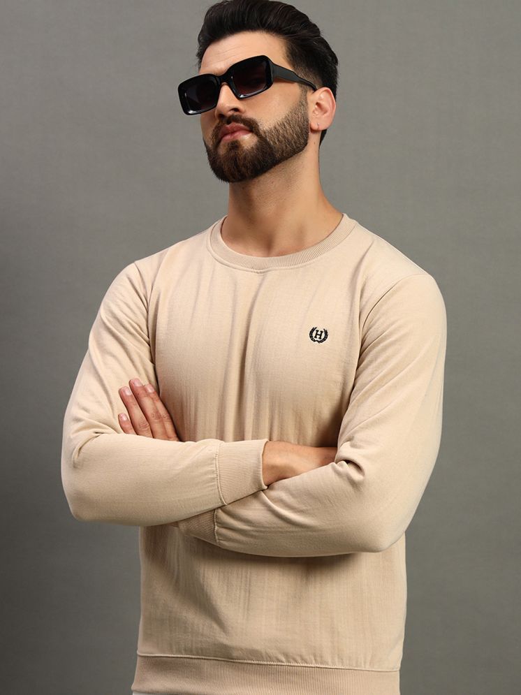     			Hushbucks Fleece Round Neck Men's Sweatshirt - Beige ( Pack of 1 )