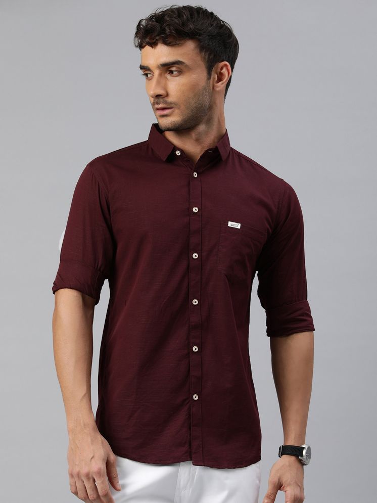     			MAJESTIC MAN 100% Cotton Slim Fit Solids Full Sleeves Men's Casual Shirt - Maroon ( Pack of 1 )