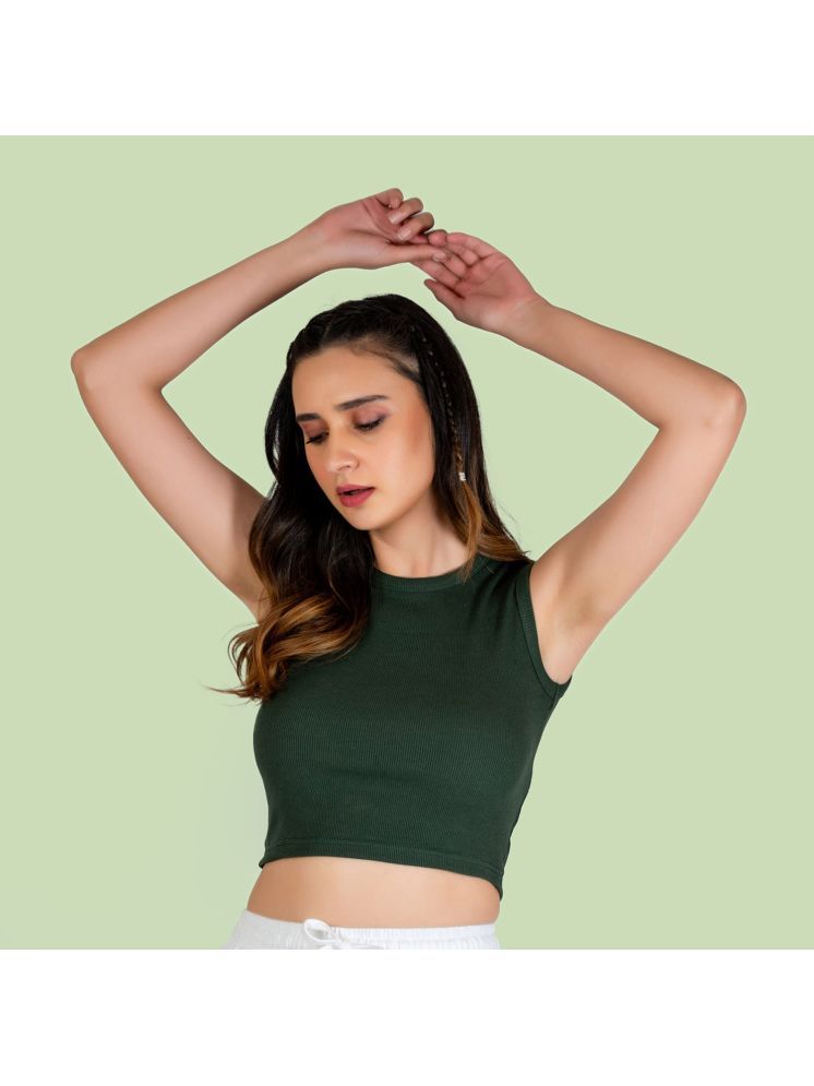     			Nite Flite Green Cotton Women's Crop Top ( Pack of 1 )