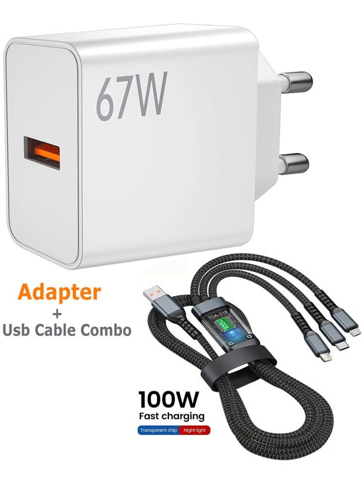     			Vertical9 3-in-1 100W Fast Charging cable with 67Watt Fast Charger Combo 1