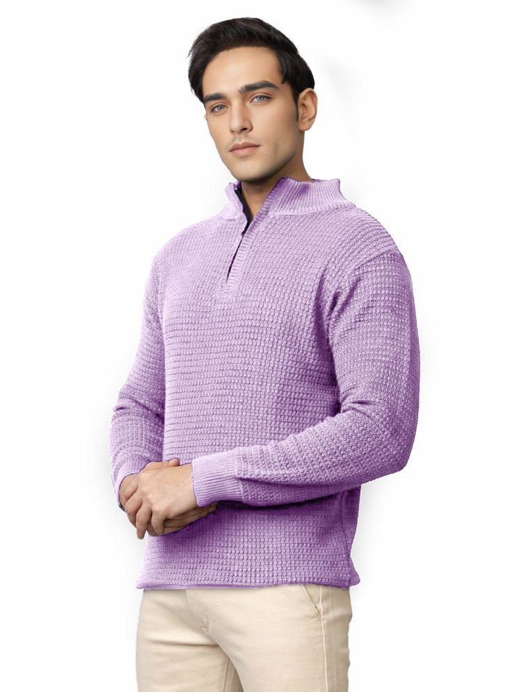     			tysort Woollen Blend High Neck Men's Full Sleeves Pullover Sweater - Lavender ( Pack of 1 )