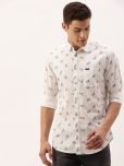 The Indian Garage Co Men White Slim Fit Printed Casual Shirt