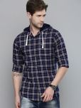 The Indian Garage Co. 100% Cotton Slim Fit Checks Full Sleeves Men's Casual Shirt - Navy Blue ( Pack of 1 )