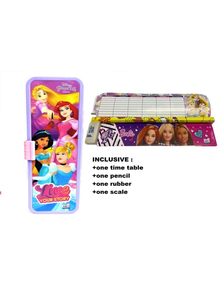     			3D View PRINCESS Printed Charater Double Layer Plastic Pencil Box with 1pcs Pencil,Eraser and Scale for Kids,Boys,Girls(PRINCESS in 3D,Pack of 1,Multicolor)