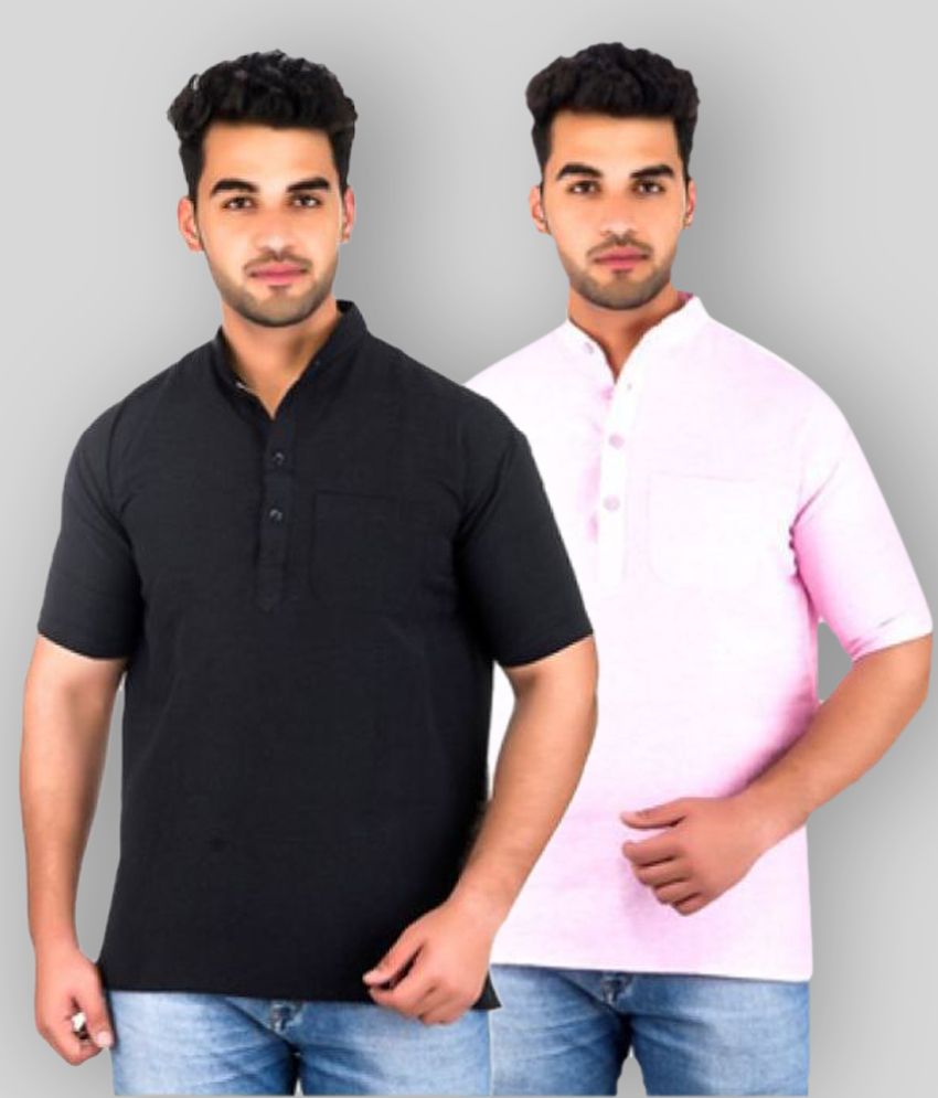     			DESHBANDHU DBK - Multicolor Cotton Men's Shirt Style Kurta ( Pack of 2 )