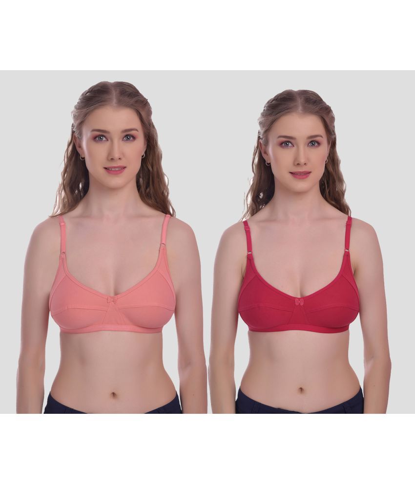     			Elina Pack of 2 Cotton Non Padded Women's T-Shirt Bra ( Coral )