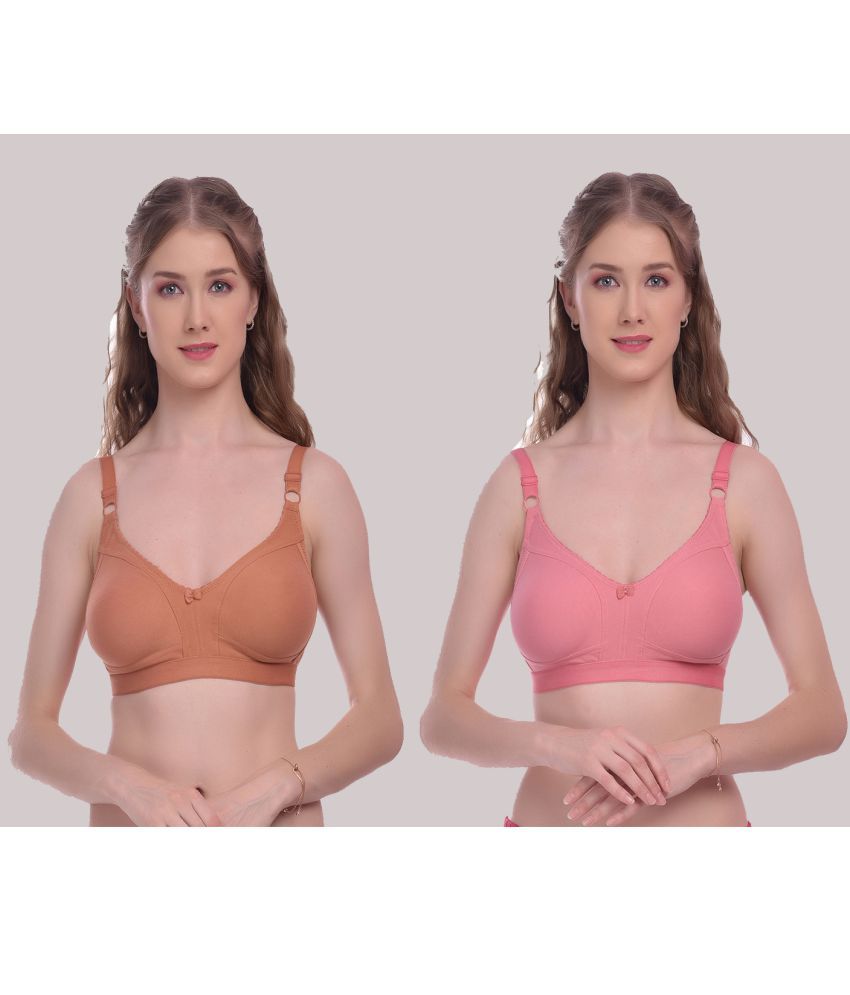     			Elina Pack of 2 Cotton Non Padded Women's T-Shirt Bra ( Orange )