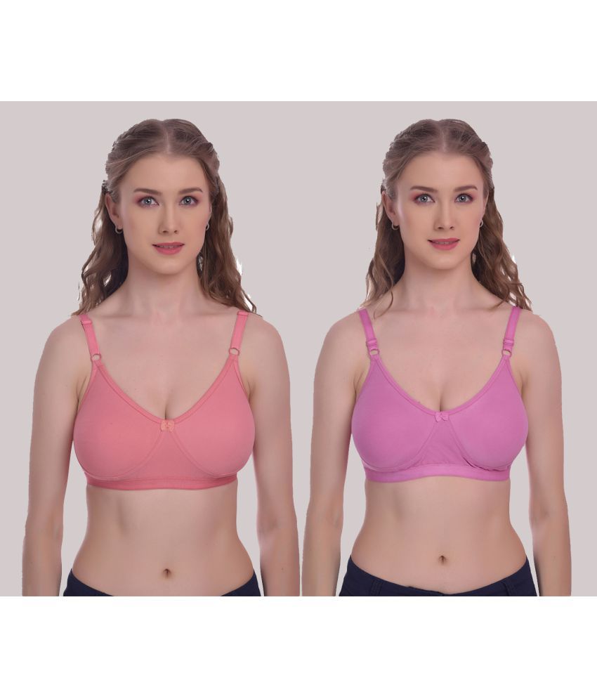     			Elina Pack of 2 Cotton Non Padded Women's T-Shirt Bra ( Fluorescent Orange )