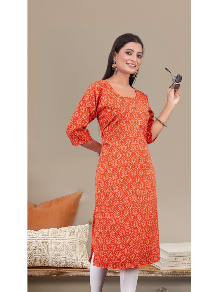     			Gilhari Pack of 1 Crepe Printed Straight Women's Kurti - ( Orange )