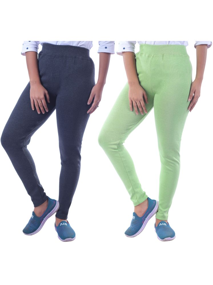     			KARARO JEGGINGS - Cotton Blend Skinny Fit Mint Green Women's Jeggings ( Pack of 2 )