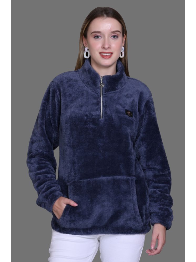     			Looks United Faux Fur Women's Non Hooded Sweatshirt ( Blue )