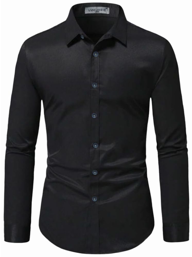     			UNI VIBE Cotton Blend Slim Fit Solids Full Sleeves Men's Casual Shirt - Black ( Pack of 1 )