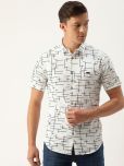 The Indian Garage Co Men White & Black Slim Fit Printed Casual Shirt