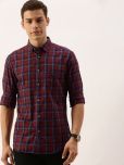 The Indian Garage Co Men Red & Blue Slim Fit Checked Casual Shirt