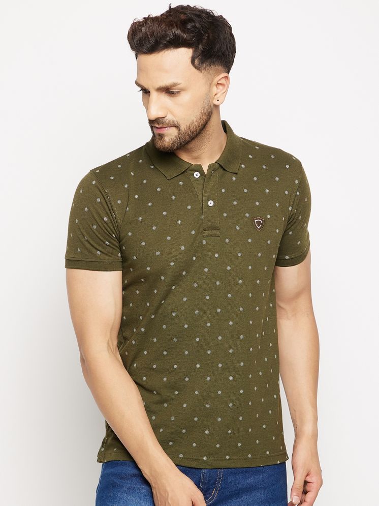     			Camey Pack of 1 Cotton Blend Regular Fit Printed Half Sleeves Men's Polo T Shirt ( Dark Green )